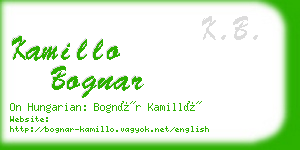 kamillo bognar business card